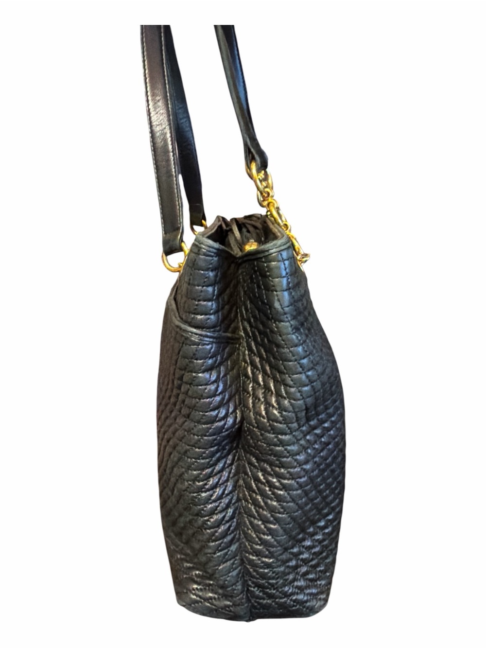 Vintage Bally Black Quilted Leather Tote Shoulder Bag Gold Hardware - Pristine - Picture 2 of 8